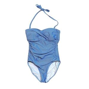 Helen Jon Blue Gingham Halter Swimsuit One Piece